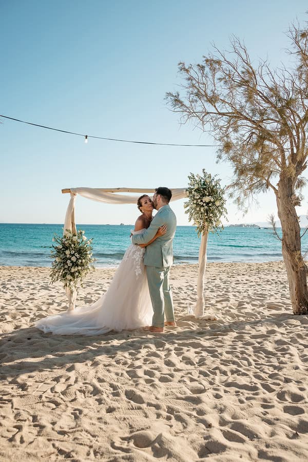 Romantic White Beach Ceremony Naxos Sunset