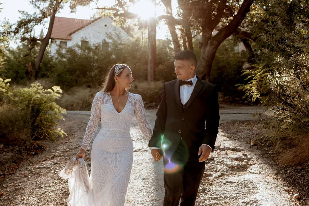 Rustic chic wedding with soft pastel florals at a vineyard | Foteini & Konstantinos