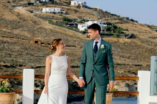 Summer Destination Wedding In Tinos Overlooking The Endless Blue