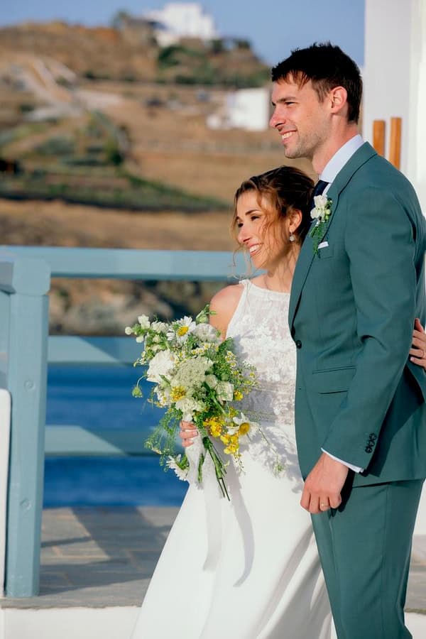 Summer Destination Wedding In Tinos Overlooking The Endless Blue