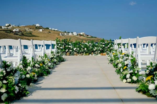 Summer Destination Wedding In Tinos Overlooking The Endless Blue
