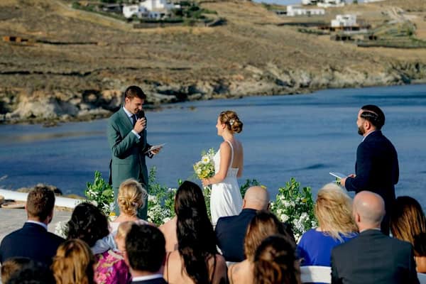 Summer Destination Wedding In Tinos Overlooking The Endless Blue