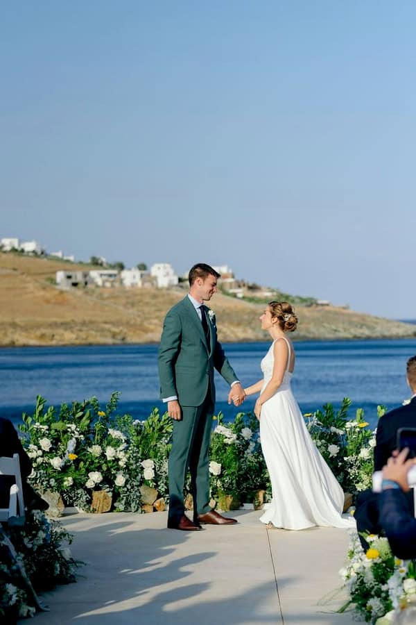 Summer Destination Wedding In Tinos Overlooking The Endless Blue