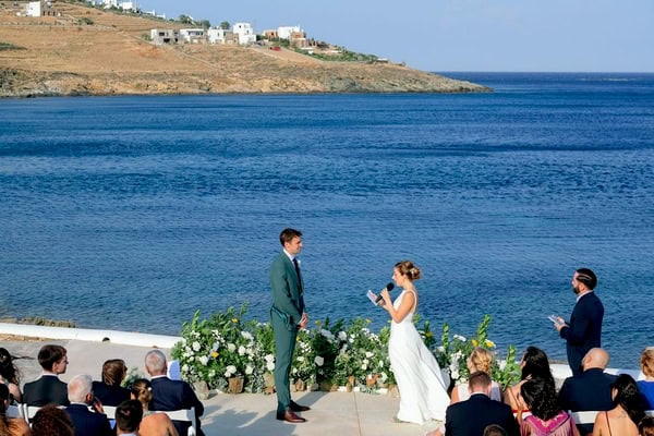 Summer Destination Wedding In Tinos Overlooking The Endless Blue