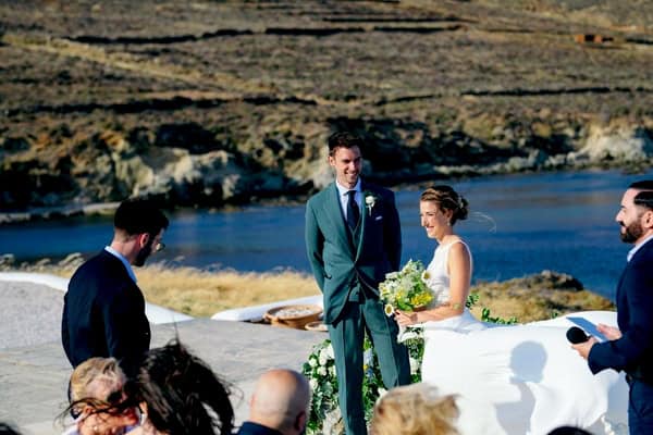 Summer Destination Wedding In Tinos Overlooking The Endless Blue