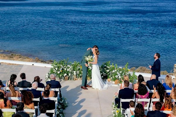 Summer Destination Wedding In Tinos Overlooking The Endless Blue