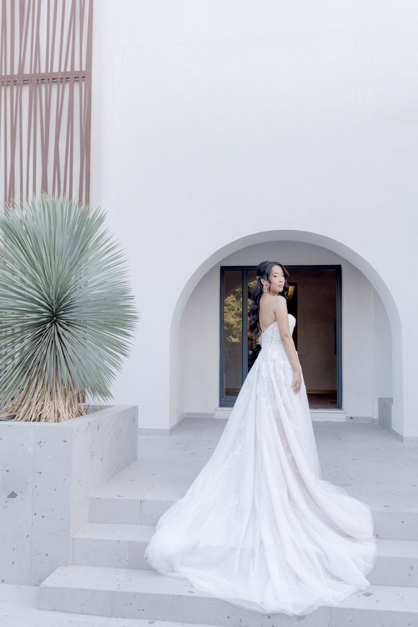Fairytale Destination Wedding White Roses Eucalyptus