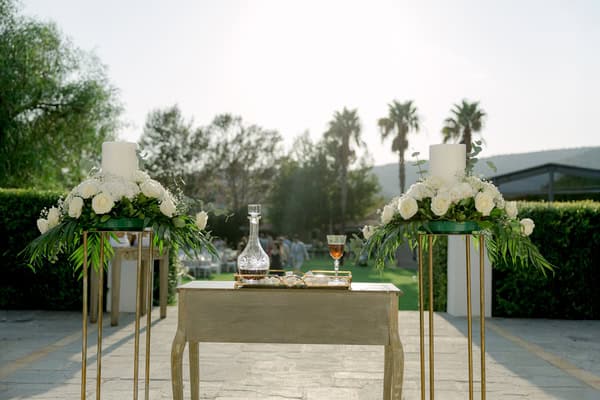 Fairytale Destination Wedding White Roses Eucalyptus