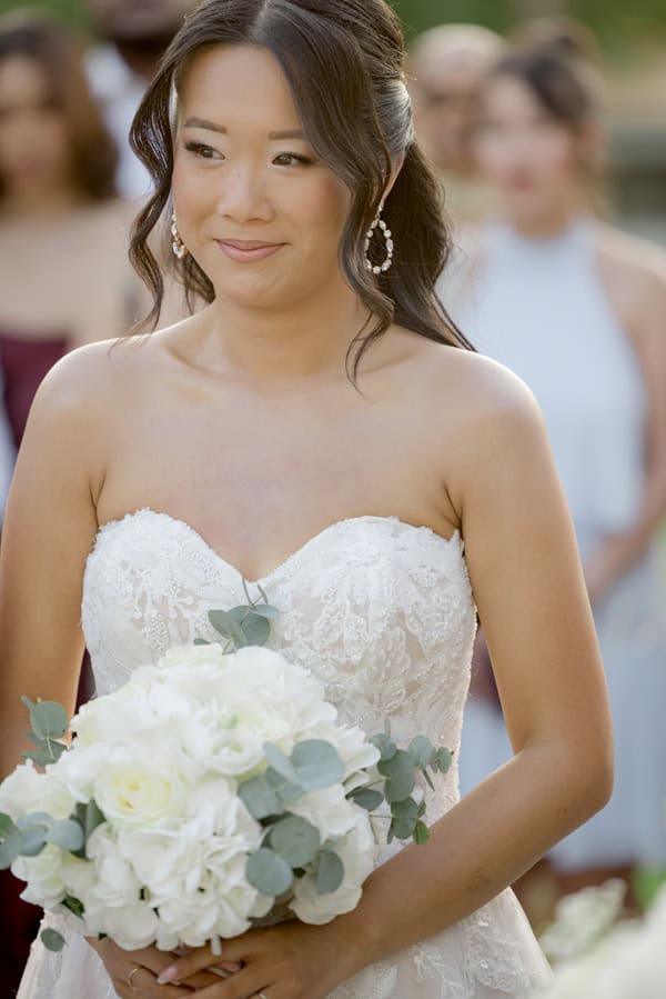 Fairytale Destination Wedding White Roses Eucalyptus