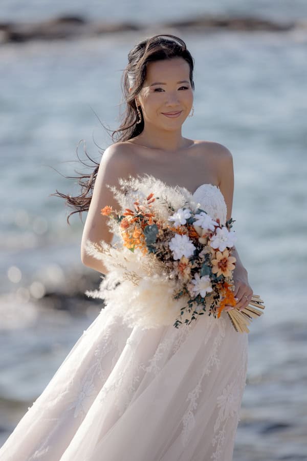 Fairytale Destination Wedding White Roses Eucalyptus