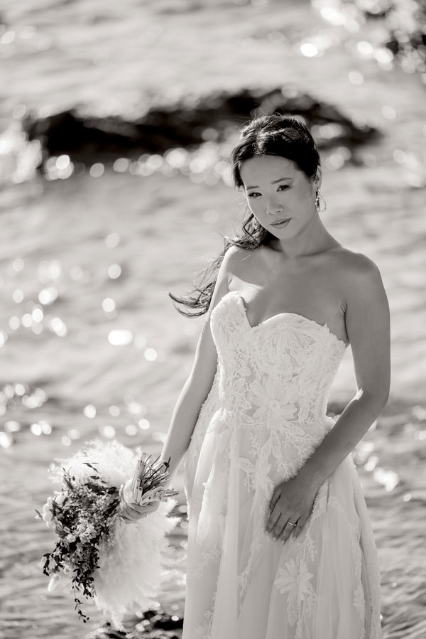 Fairytale Destination Wedding White Roses Eucalyptus