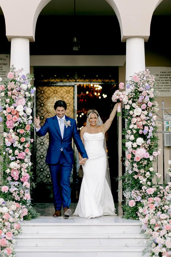 Colorful Summer Wedding Kalamata Pink White Lilac Florals