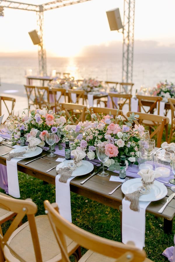 Colorful Summer Wedding Kalamata Pink White Lilac Florals