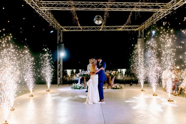 Colorful Summer Wedding Kalamata Pink White Lilac Florals