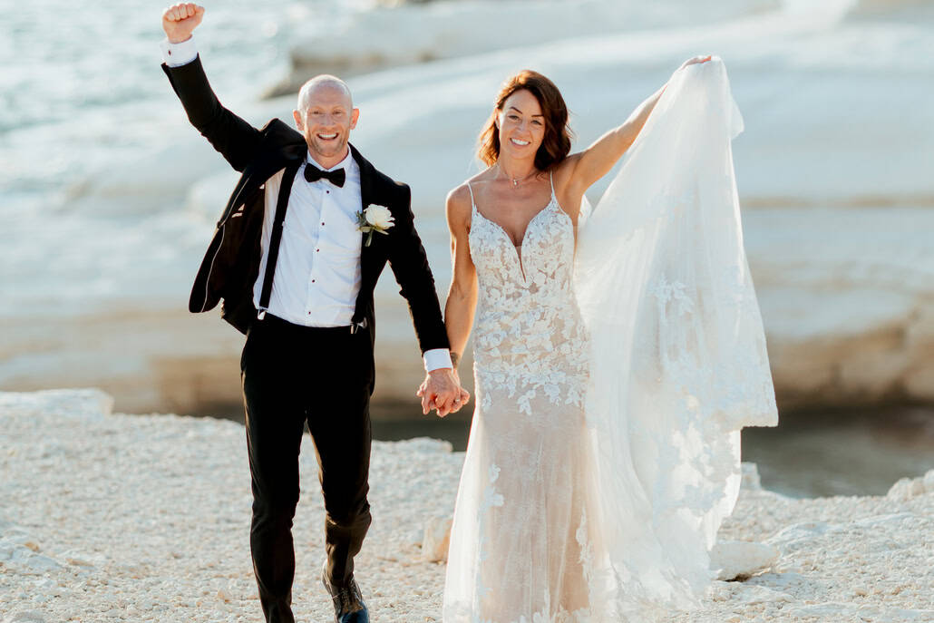Romantic black and white summer wedding in Paphos | Lori & David
