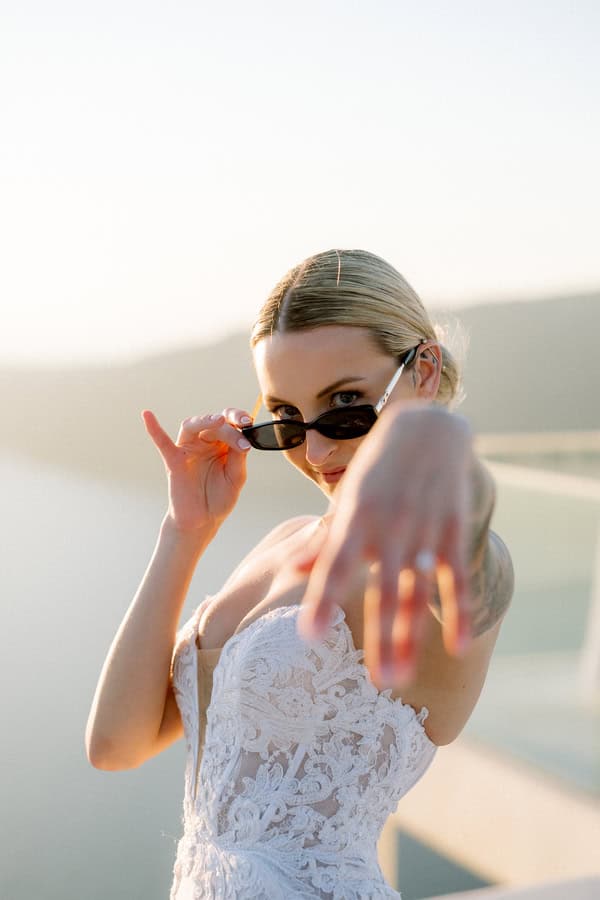 Romantic Destination Wedding Santorini Caldera View