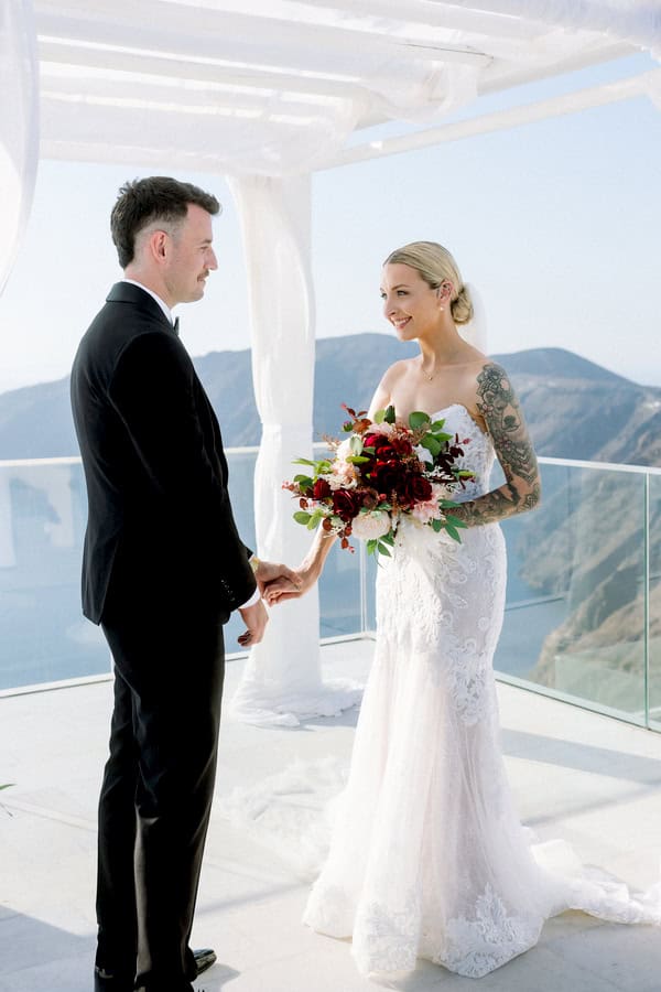 Romantic Destination Wedding Santorini Caldera View