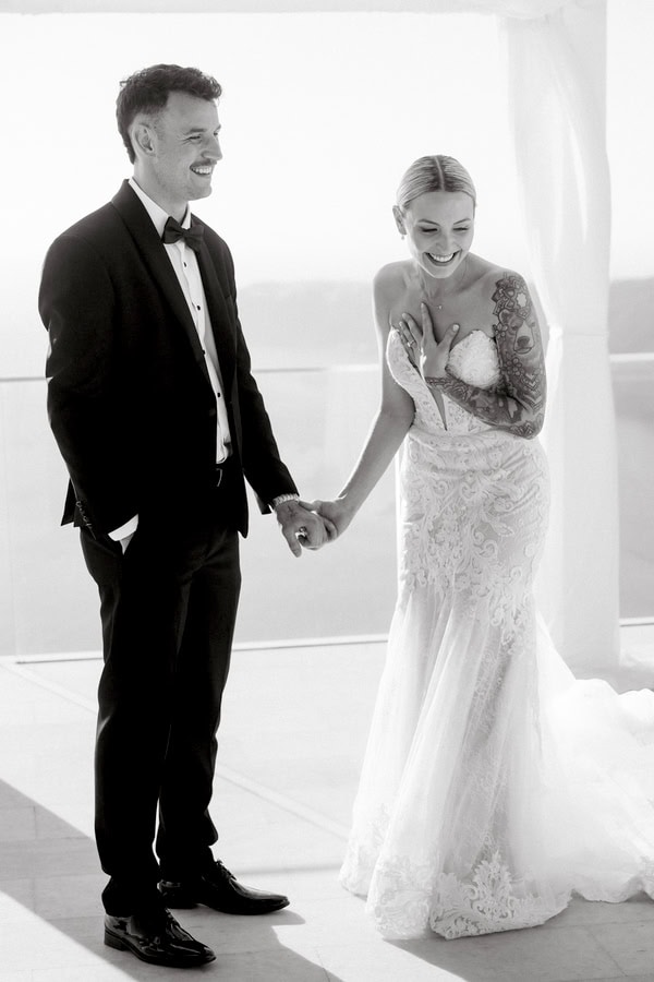 Romantic Destination Wedding Santorini Caldera View