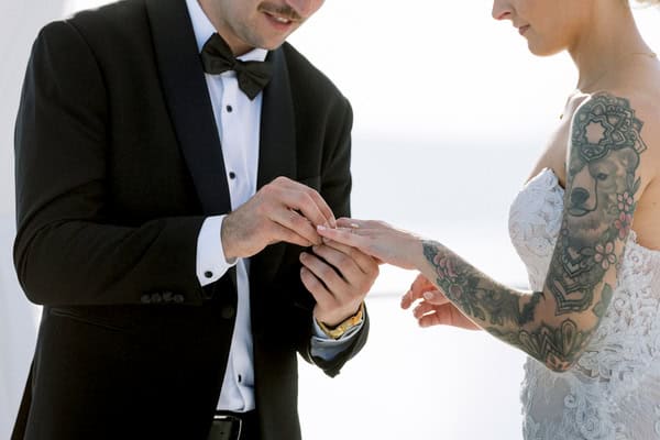 Romantic Destination Wedding Santorini Caldera View