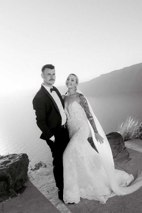 Romantic Destination Wedding Santorini Caldera View