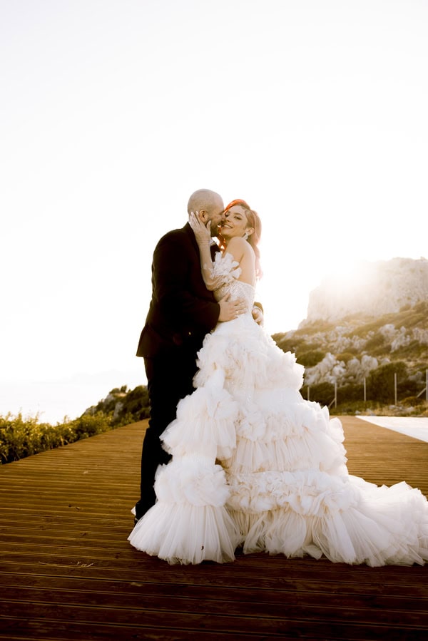 Romantic Rhodes Wedding White Flowers Glowing Details
