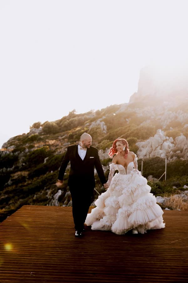Romantic Rhodes Wedding White Flowers Glowing Details