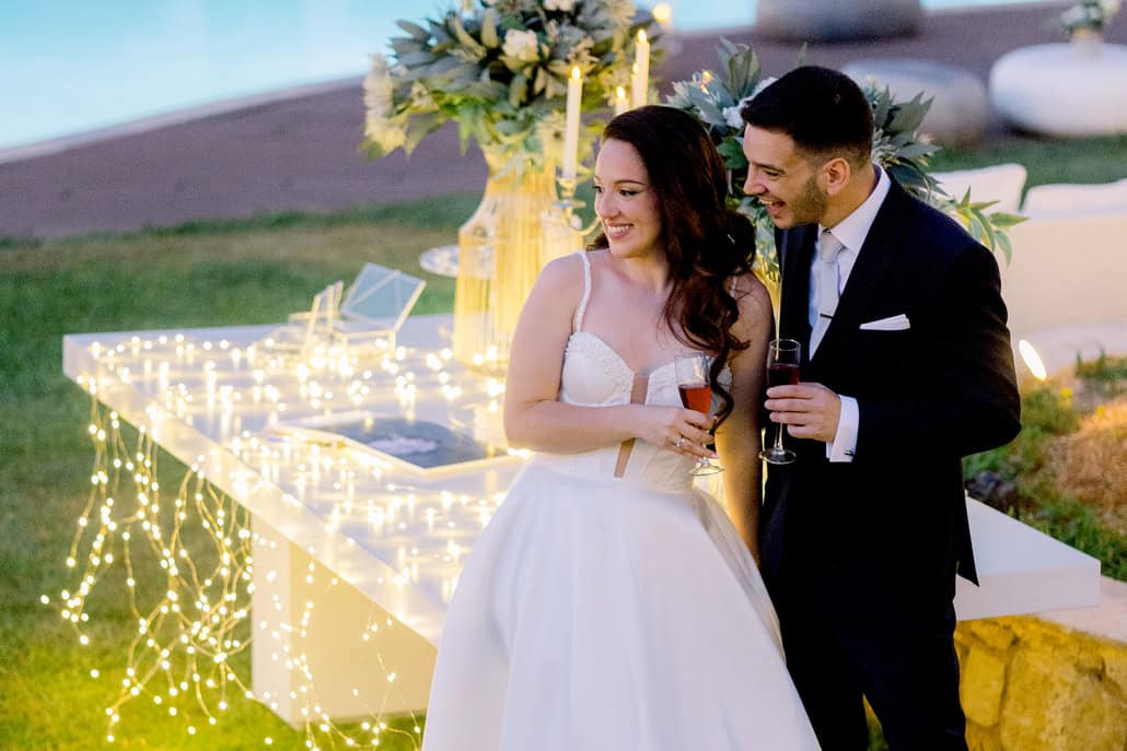 Romantic summer wedding in elegant white hues at Alsos Nymfon | Elena & Christos