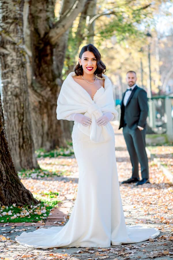 Winter Wedding Kastoria White Red Flowers