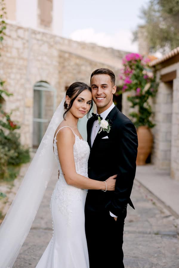 Crete Destination Wedding White Floral Details
