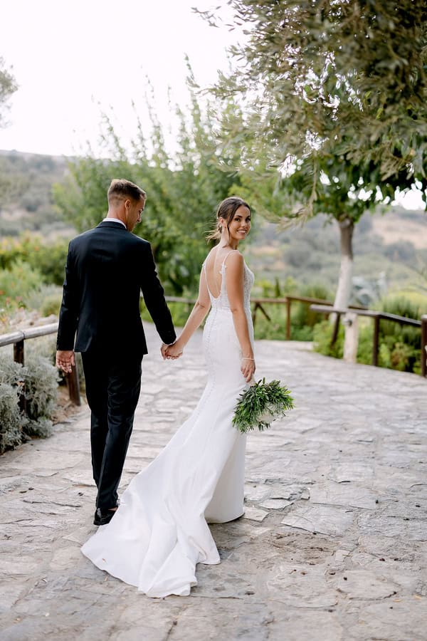 Crete Destination Wedding White Floral Details