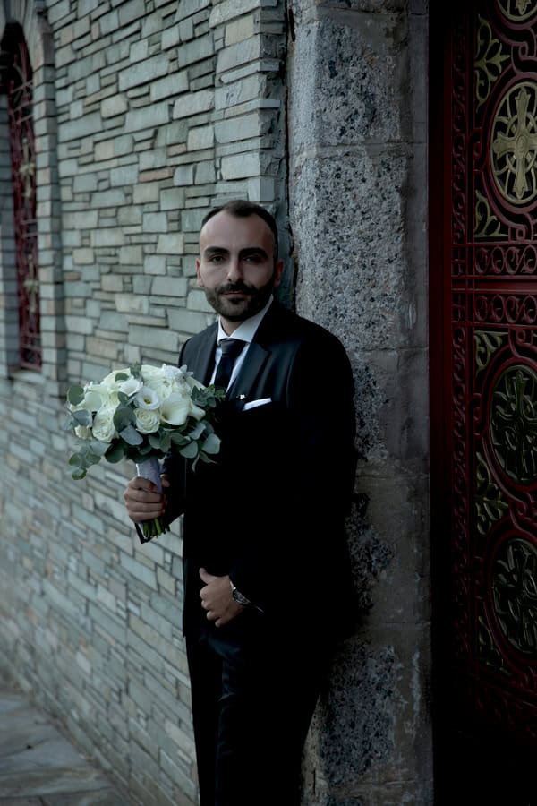Romantic Autumn Wedding Litochoro White Flowers