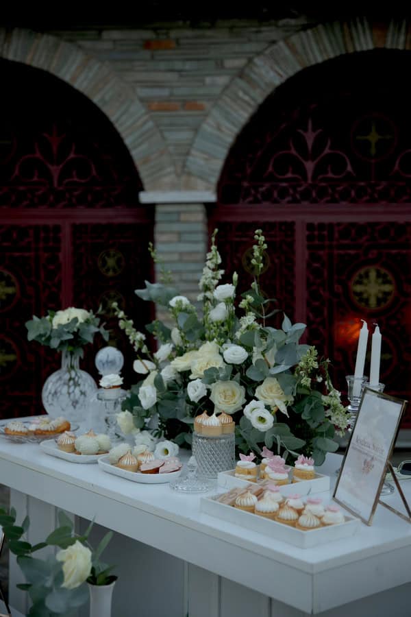 Romantic Autumn Wedding Litochoro White Flowers