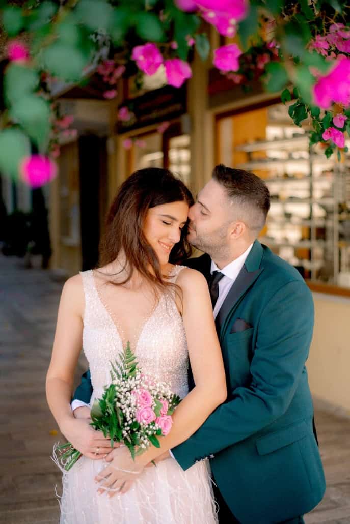 Romantic wedding at Deer Valley Venue with white and pink blooms | Konstantina & Konstantinos