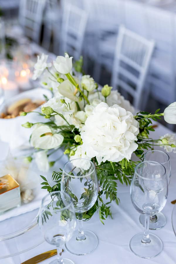 Chic Summer Wedding White Flowers Cycladic Inspired
