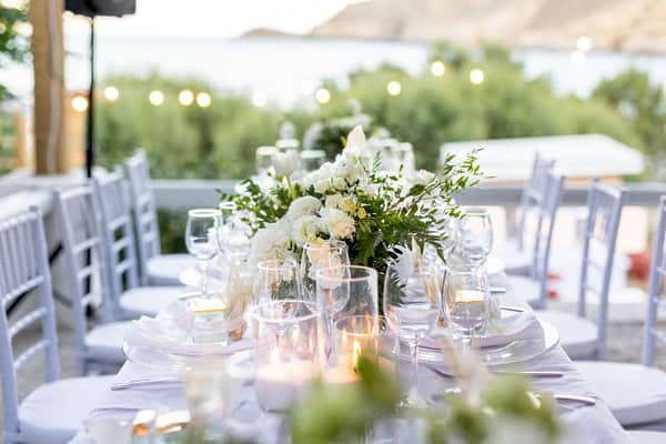Chic Summer Wedding White Flowers Cycladic Inspired