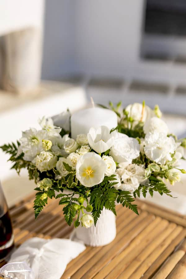 Chic Summer Wedding White Flowers Cycladic Inspired