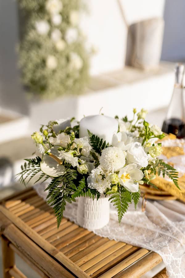 Chic Summer Wedding White Flowers Cycladic Inspired