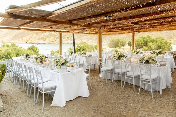 Chic Summer Wedding White Flowers Cycladic Inspired