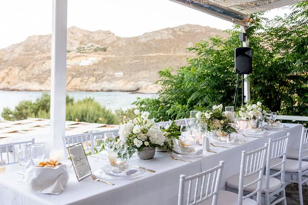 Chic Summer Wedding White Flowers Cycladic Inspired