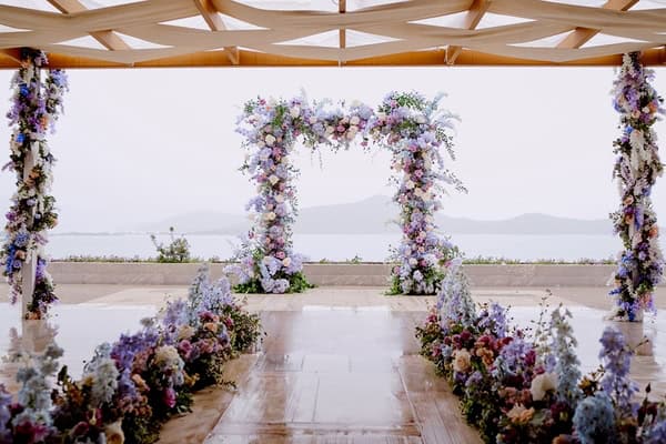 Romantic Destination Wedding Elounda Lilac Blush Details