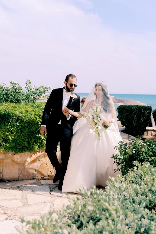 Romantic Spring Wedding White Flowers Sea View