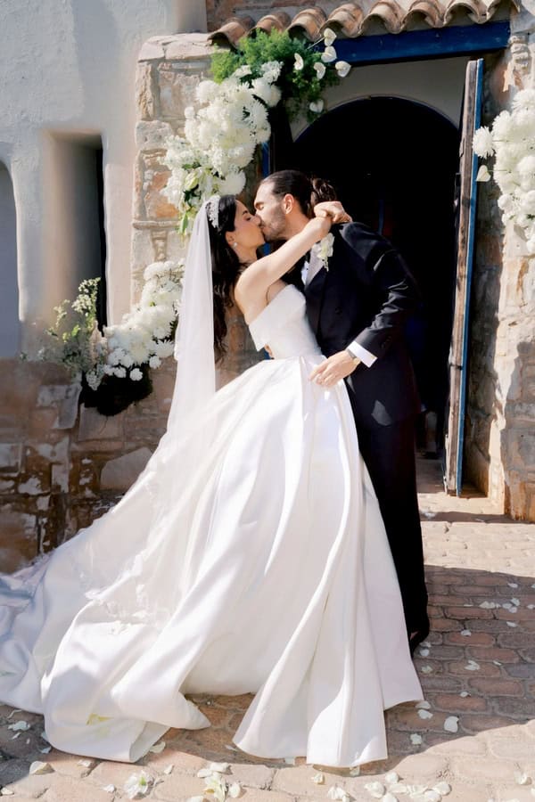 Romantic Spring Wedding White Flowers Sea View