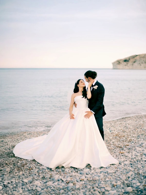 Romantic Spring Wedding White Flowers Sea View