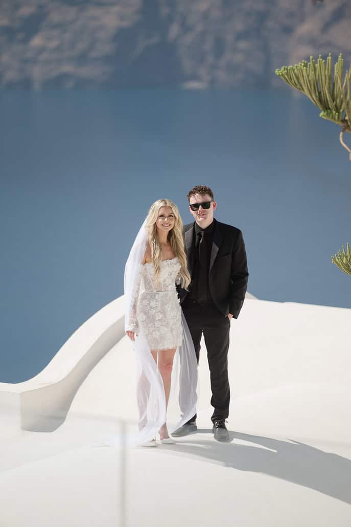 Romantic summer elopement in Santorini with caldera views | Samantha & Zachary