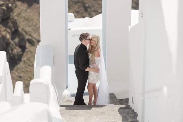 Romantic Summer Elopement In Santorini With Caldera Views