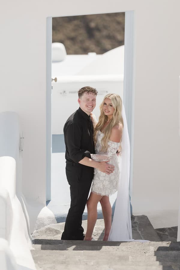 Romantic Summer Elopement In Santorini With Caldera Views