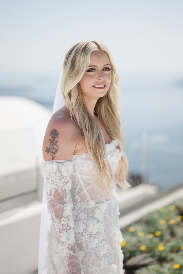 Romantic Summer Elopement In Santorini With Caldera Views