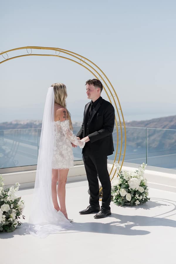Romantic Summer Elopement In Santorini With Caldera Views
