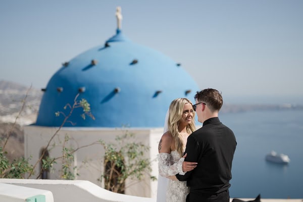 Romantic Summer Elopement In Santorini With Caldera Views