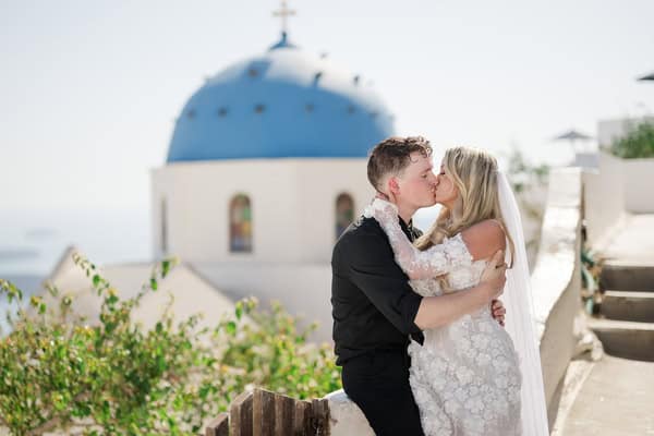 Romantic Summer Elopement In Santorini With Caldera Views